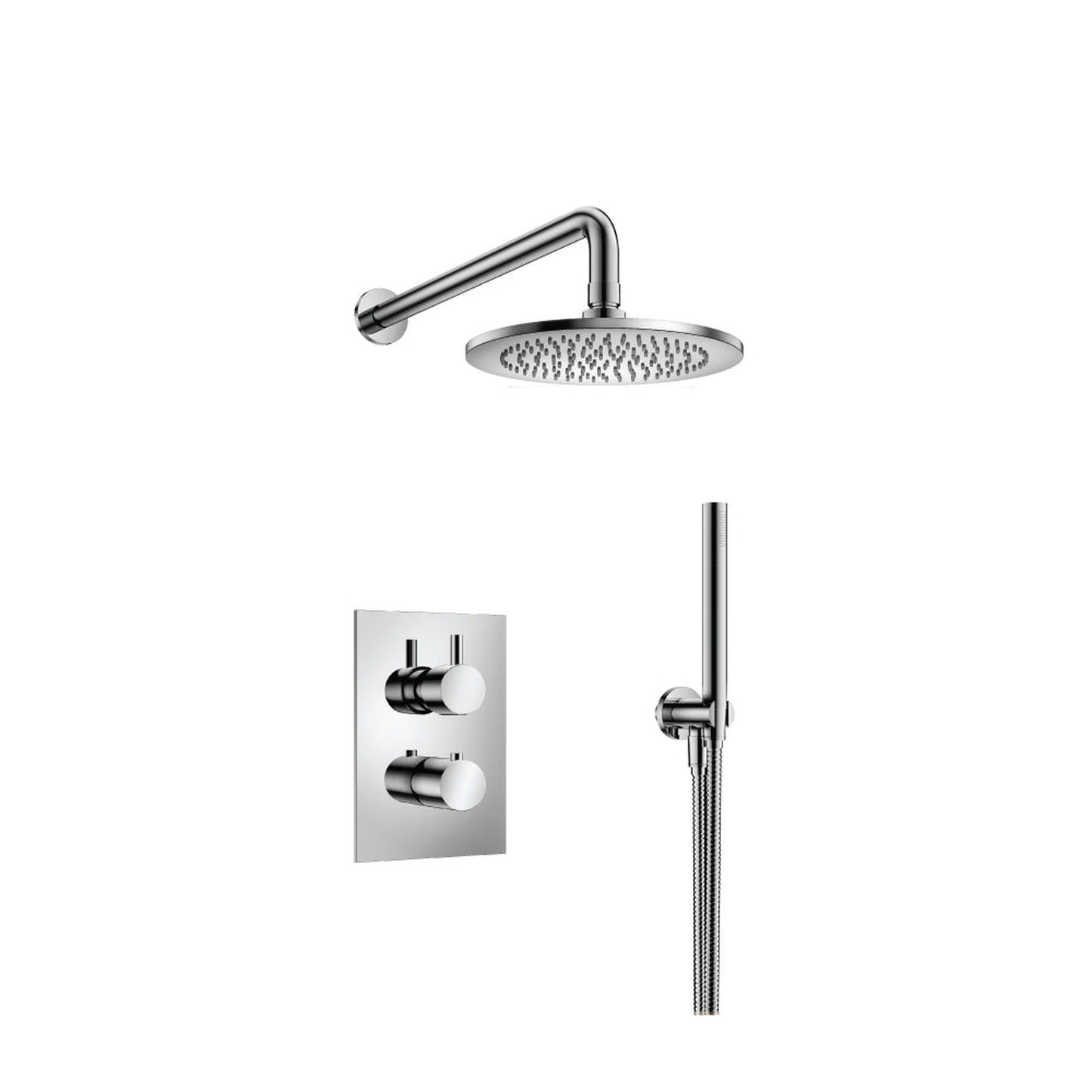 Flusso Faucets Serie 100 Two Output Shower Set With Shower Head and Hand Held in Chrome (100.7050CP)