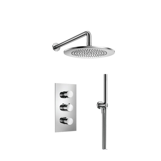Flusso Faucets Serie 100 Two Output Shower Set With Shower Head and Hand Held in Chrome (100.7150CP)