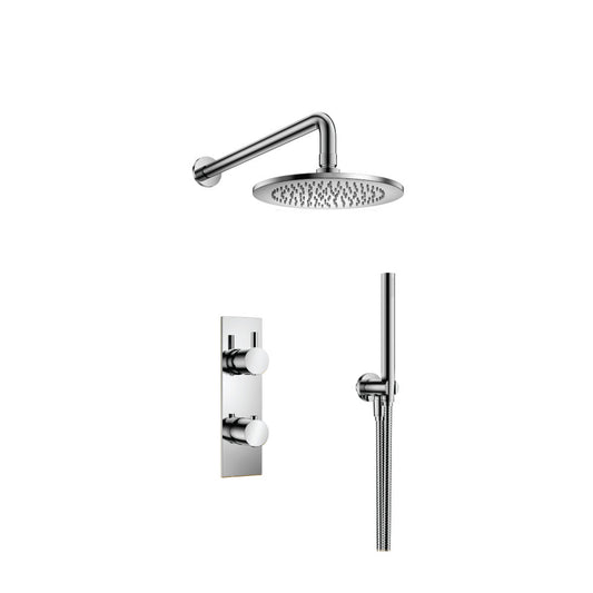 Flusso Faucets Serie 100 Two Output Shower Set With Shower Head and Hand Held in Chrome (100.7250CP)