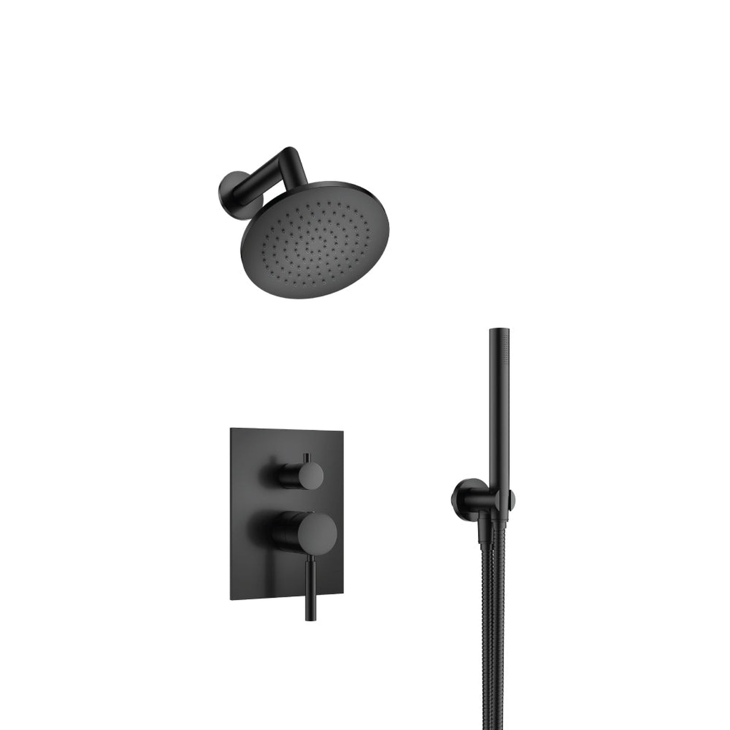 Flusso Faucets Serie 100 Two Output Shower Set With Shower Head and Hand Held in Matte Black (100.3250MB)