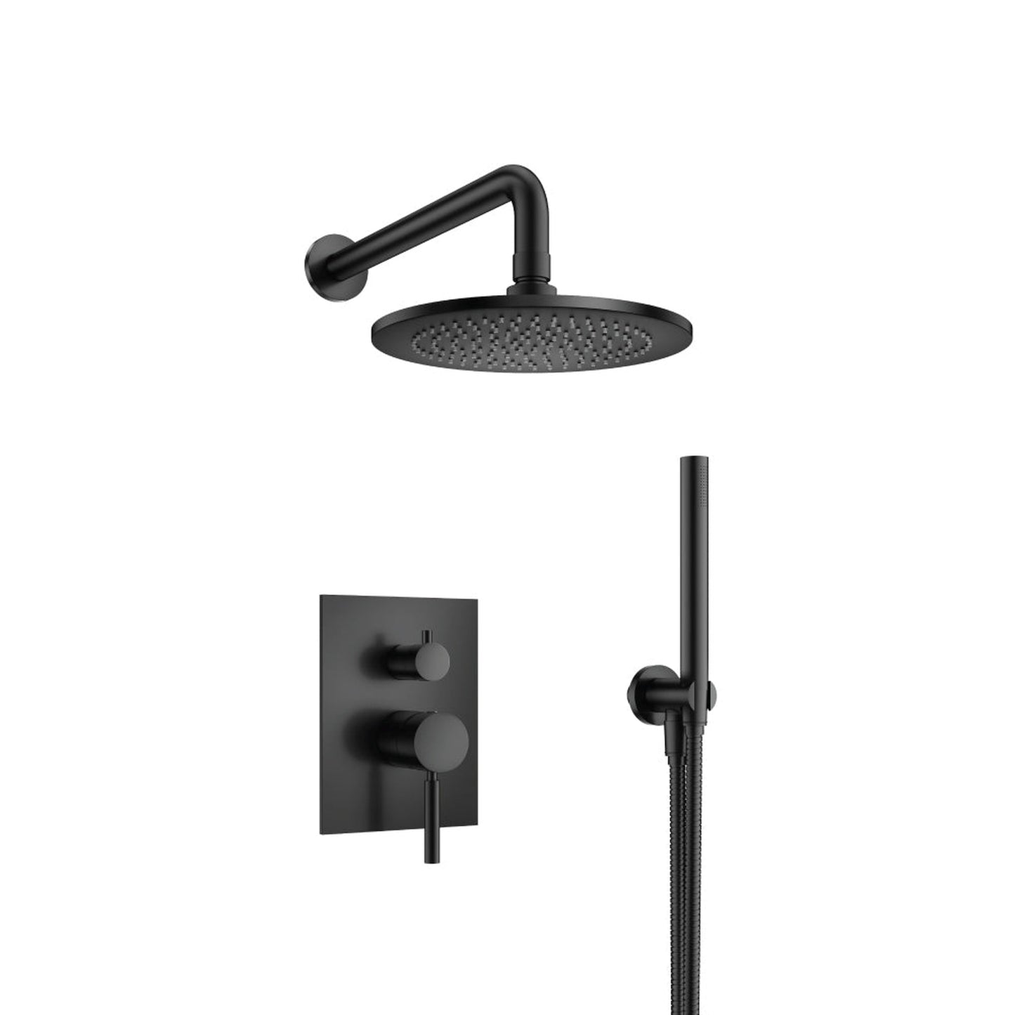 Flusso Faucets Serie 100 Two Output Shower Set With Shower Head and Hand Held in Matte Black (100.3300MB)