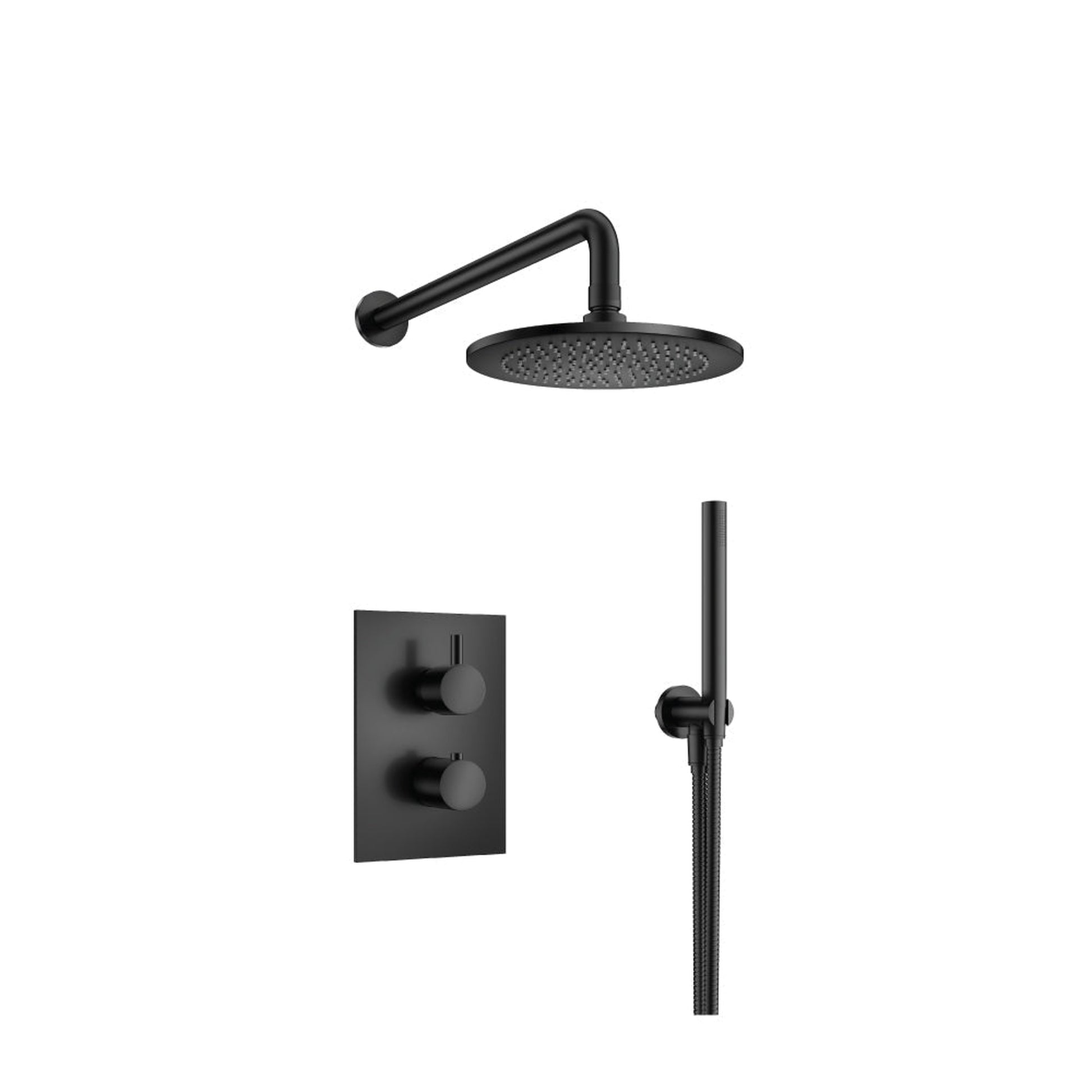Flusso Faucets Serie 100 Two Output Shower Set With Shower Head and Hand Held in Matte Black (100.7050MB)