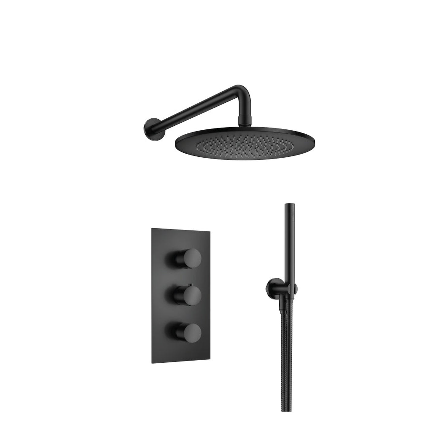 Flusso Faucets Serie 100 Two Output Shower Set With Shower Head and Hand Held in Matte Black (100.7150MB)