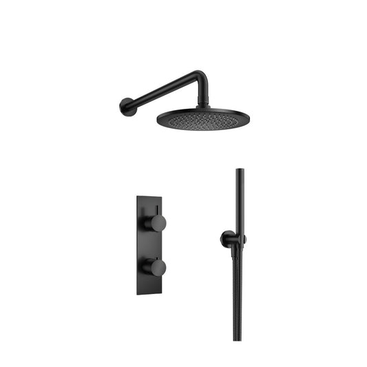 Flusso Faucets Serie 100 Two Output Shower Set With Shower Head and Hand Held in Matte Black (100.7250MB)