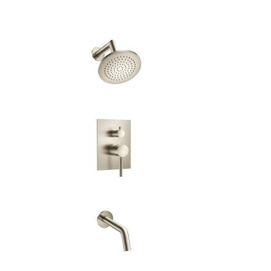 Flusso Faucets Serie 100 Two Output Shower Set With Shower Head and Tub Spout in Brushed Nickel