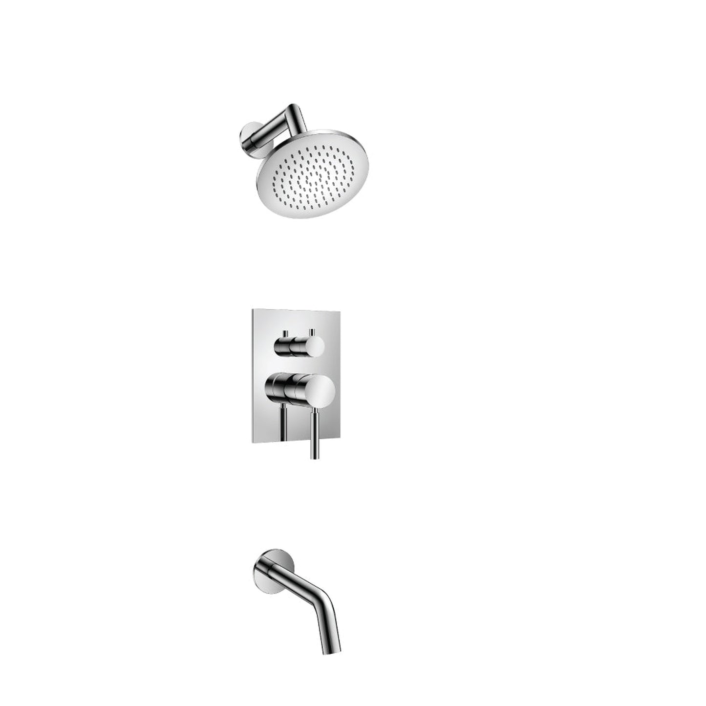 Flusso Faucets Serie 100 Two Output Shower Set With Shower Head and Tub Spout in Chrome