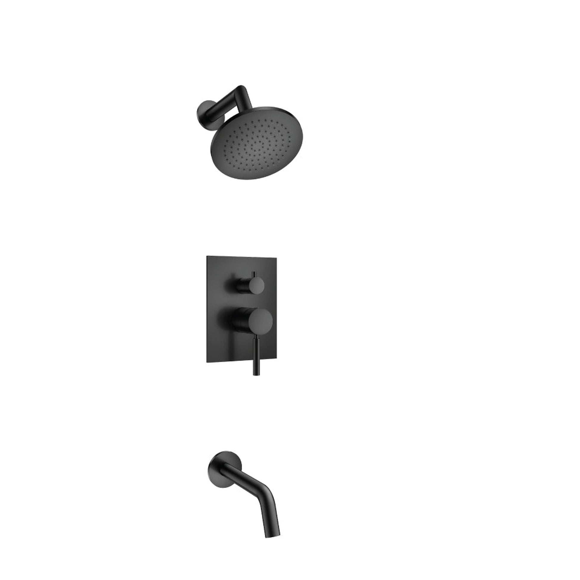 Flusso Faucets Serie 100 Two Output Shower Set With Shower Head and Tub Spout in Matte Black