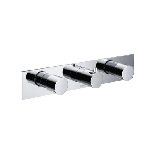 Flusso Faucets Serie 100 Two Output Trim for Horizontal Thermostatic Valve With 2 Volume Control in Chrome