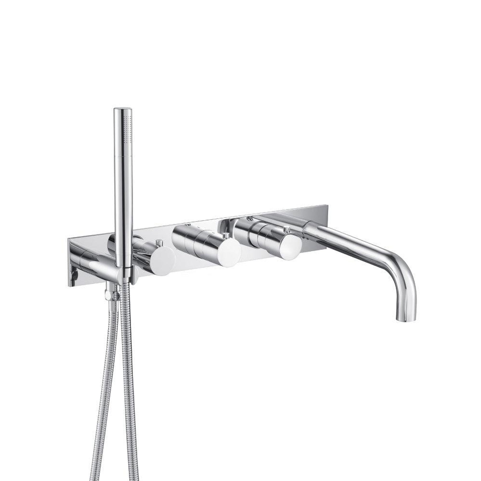 Flusso Faucets Serie 100 Wall Mount Tub Filler With Hand Shower in Chrome