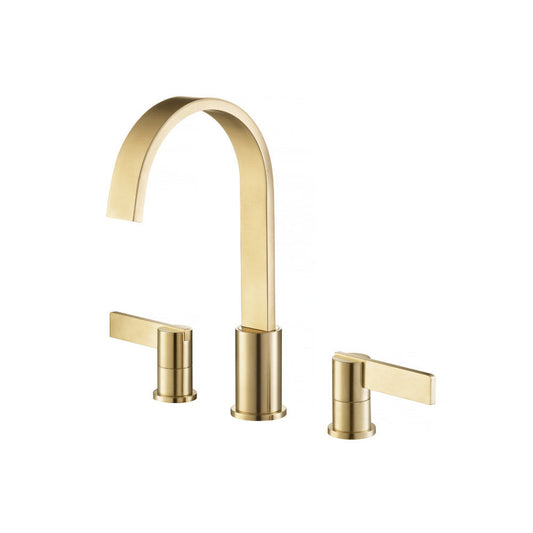 Flusso Faucets Serie 145 3 Hole Deck Mount Roman Tub Faucet in Satin Brass