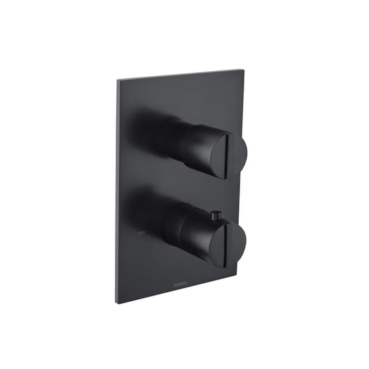 Flusso Faucets Serie 145 3/4" Three Output Thermostatic Valve and Trim in Matte Black
