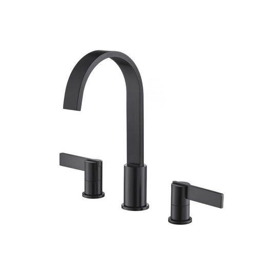 Flusso Faucets Serie 145 8" Widespread Three Hole Two Handle Bathroom Faucet in Matte Black