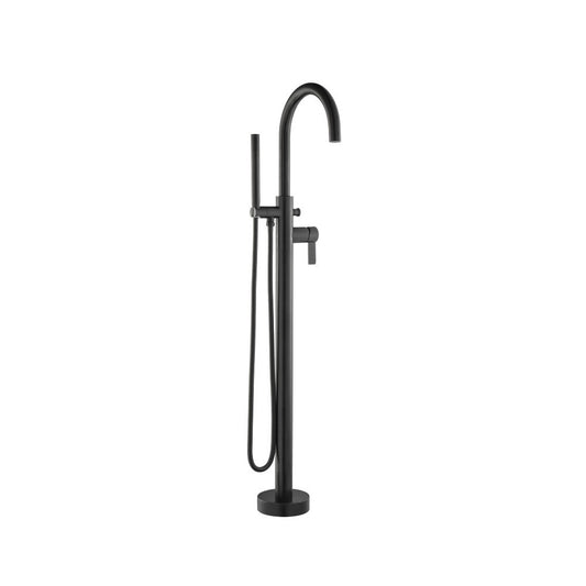 Flusso Faucets Serie 145 Matte Black Freestanding Floor Mount Bathtub / Tub Filler With Hand Shower