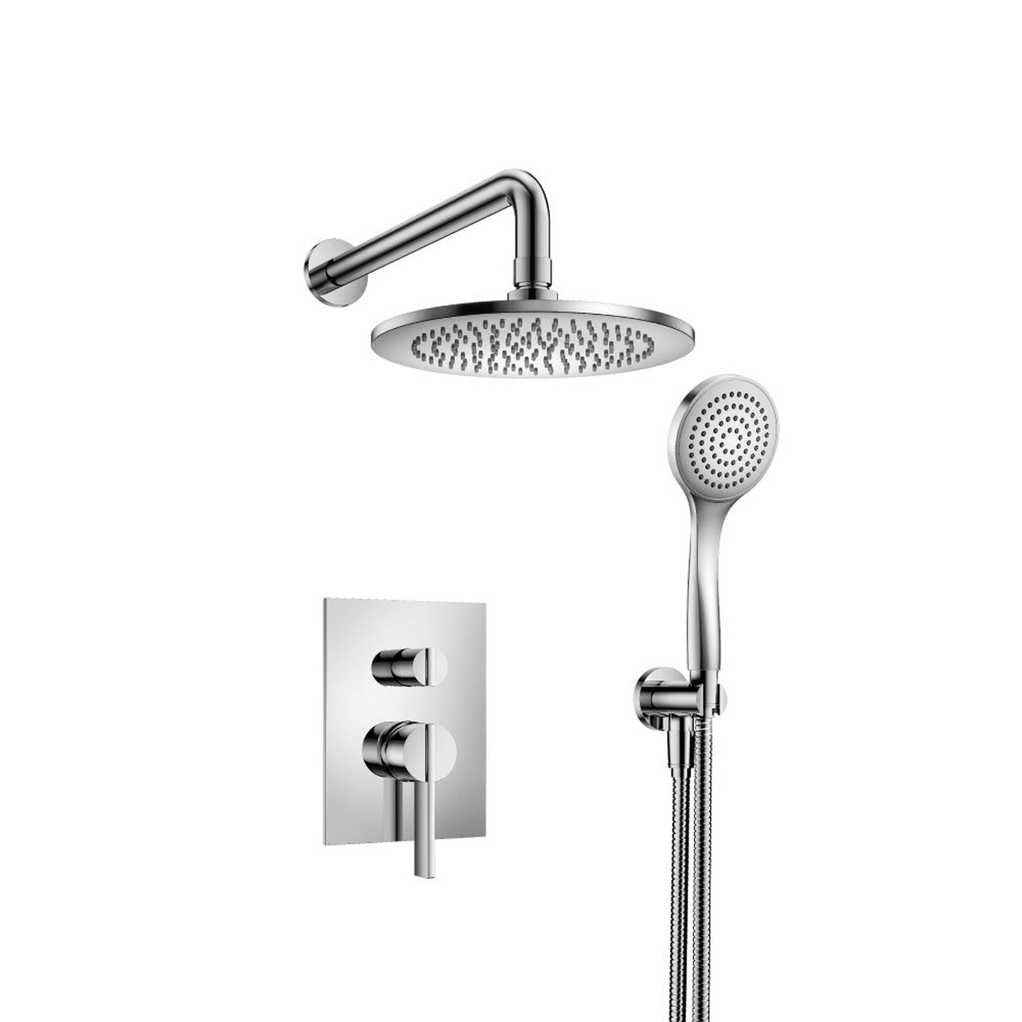 Flusso Faucets Serie 145 Two Output Shower Set With Shower Head and Hand Held in Chrome (145.3300CP)