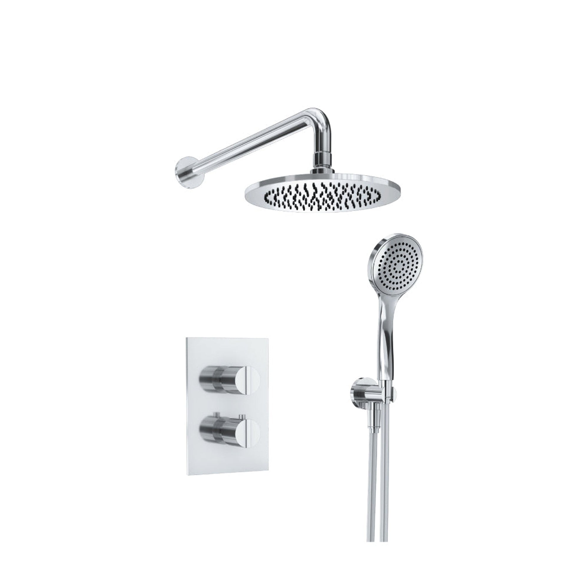 Flusso Faucets Serie 145 Two Output Shower Set With Shower Head and Hand Held in Chrome (145.7050CP)