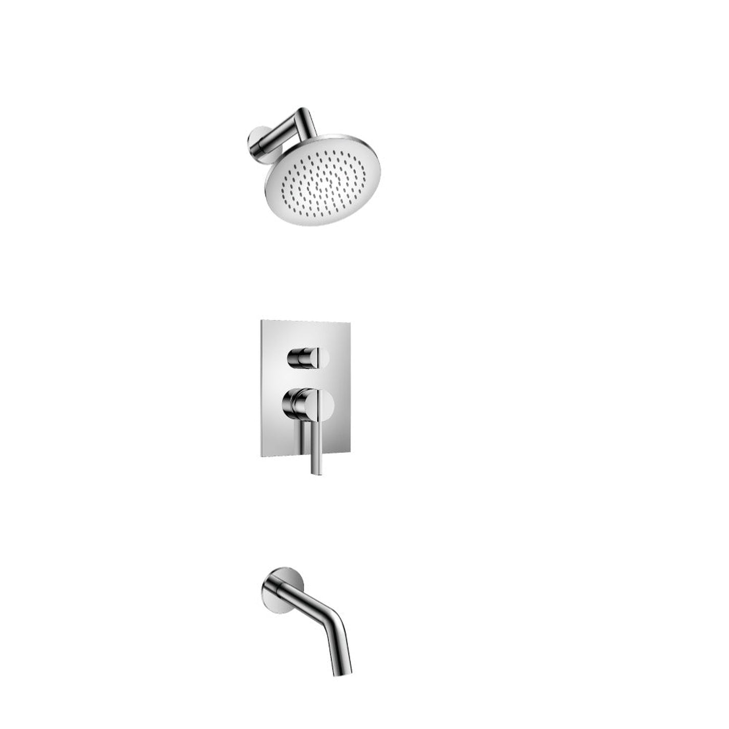 Flusso Faucets Serie 145 Two Output Shower Set With Shower Head and Tub Spout in Chrome