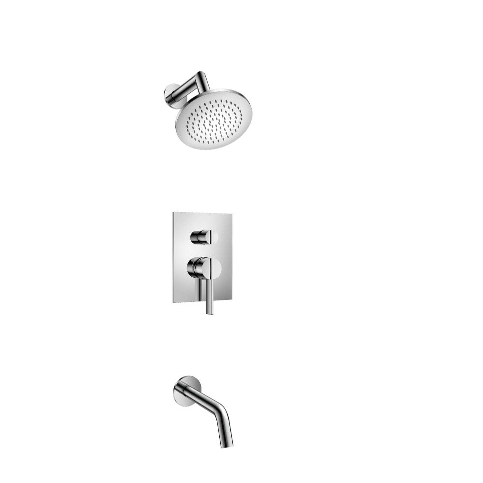 Flusso Faucets Serie 145 Two Output Shower Set With Shower Head and Tub Spout in Chrome
