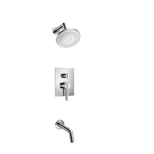 Flusso Faucets Serie 145 Two Output Shower Set With Shower Head and Tub Spout in Chrome