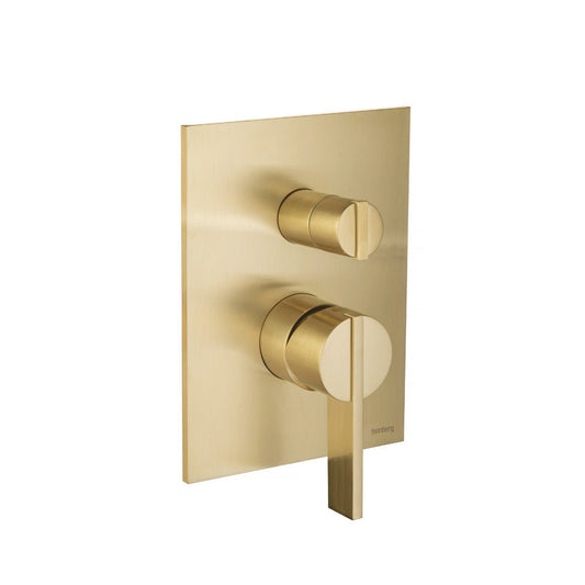 Flusso Faucets Serie 145 Two Output Tub / Shower Trim With Pressure Balance Valve in Satin Brass