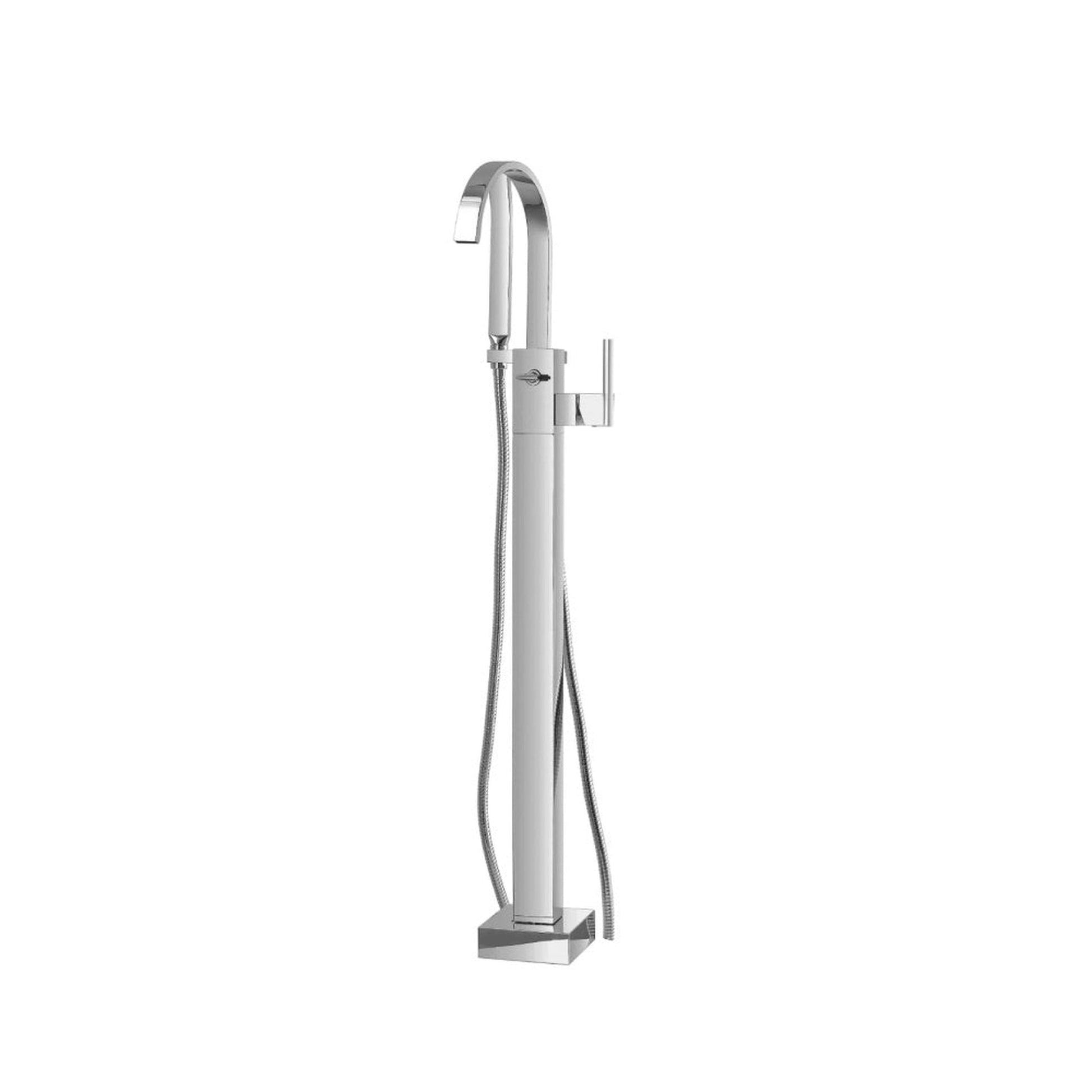 Flusso Faucets Serie 150 Freestanding Floor Mount Bathtub / Tub Filler With Hand Shower in Chrome