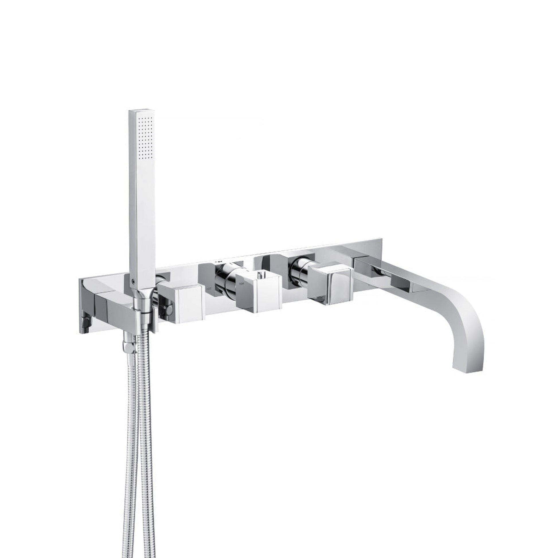Flusso Faucets Serie 150 Trim for Wall Mount Tub Filler With Hand Shower in Chrome