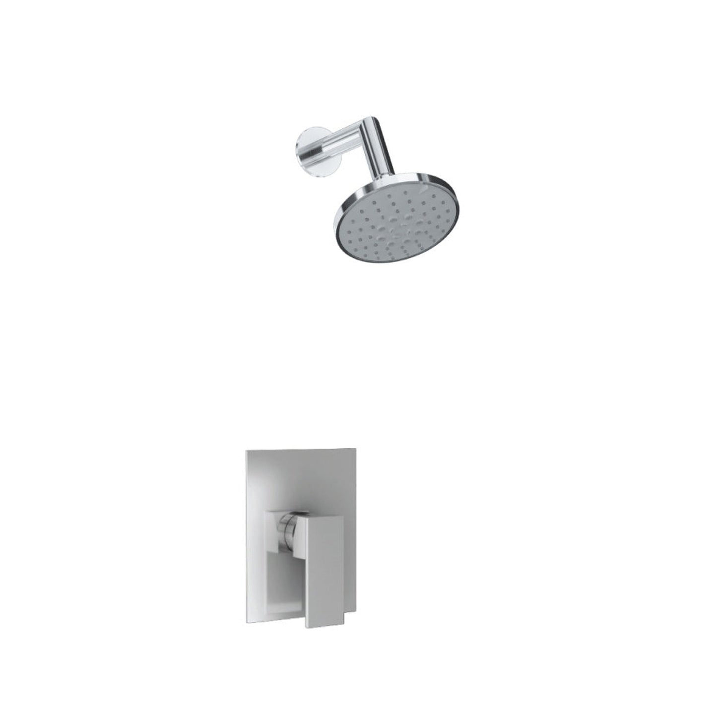 Flusso Faucets Serie 160 Single Output Brushed Nickel PVD Wall-Mounted Shower Set With 3-Function ABS Shower Head, Single Handle Shower Trim and 1-Output Single Control Pressure Balance Valve
