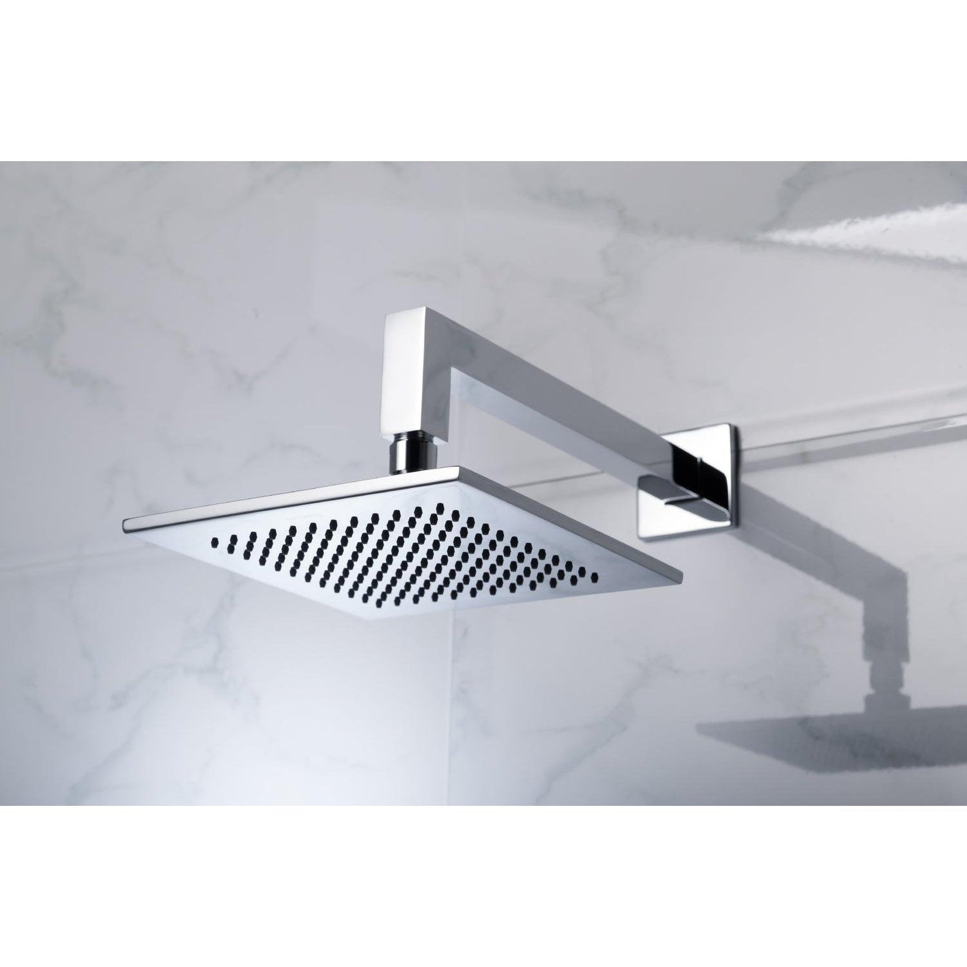 Flusso Faucets Serie 160 Single Output Brushed Nickel PVD Wall-Mounted Shower Set With Single Function Square Rain Shower Head, Two-Handle Shower Trim and 1-Output Wall-Mounted Thermostatic Shower Valve With Integrated Volume Control