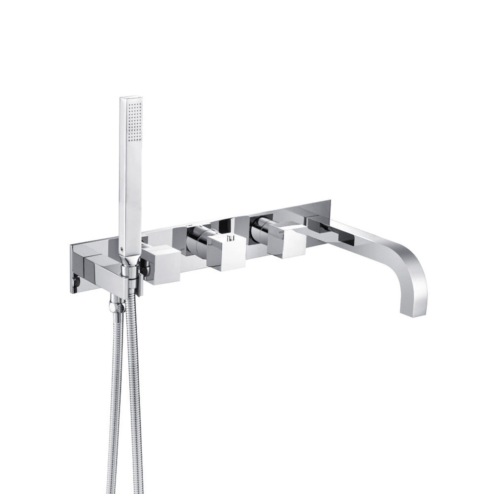 Flusso Faucets Serie 160 Trim for Wall Mount Tub Filler With Hand Shower in Chrome