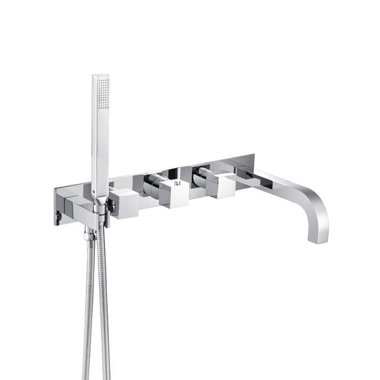 Flusso Faucets Serie 160 Trim for Wall Mount Tub Filler With Hand Shower in Chrome