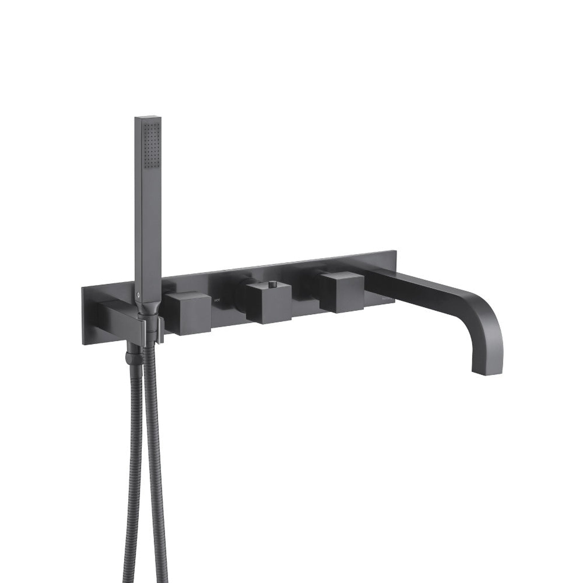 Flusso Faucets Serie 160 Trim for Wall Mount Tub Filler With Hand Shower in Matte Black