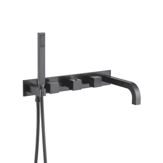Flusso Faucets Serie 160 Trim for Wall Mount Tub Filler With Hand Shower in Matte Black