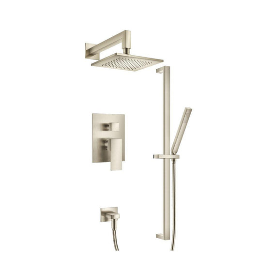 Flusso Faucets Serie 160 Two Output Shower Set With Shower Head, Hand Held and Slide Bar in Brushed Nickel (160.3350BN)