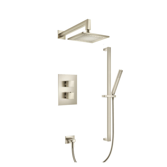 Flusso Faucets Serie 160 Two Output Shower Set With Shower Head, Hand Held and Slide Bar in Brushed Nickel (160.7100BN)