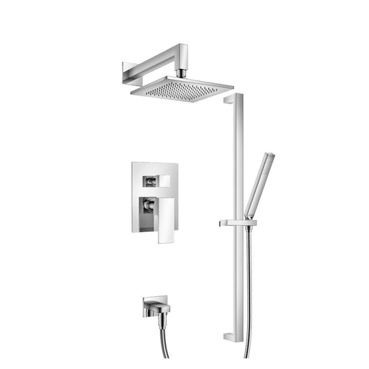 Flusso Faucets Serie 160 Two Output Shower Set With Shower Head, Hand Held and Slide Bar in Chrome (160.3350CP)
