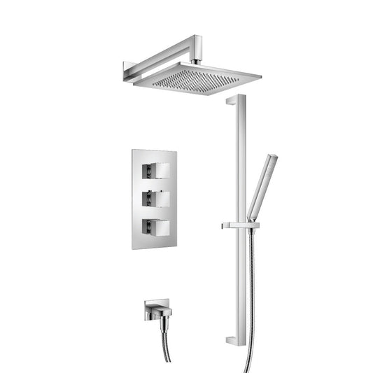 Flusso Faucets Serie 160 Two Output Shower Set With Shower Head, Hand Held and Slide Bar in Chrome (160.7200CP)