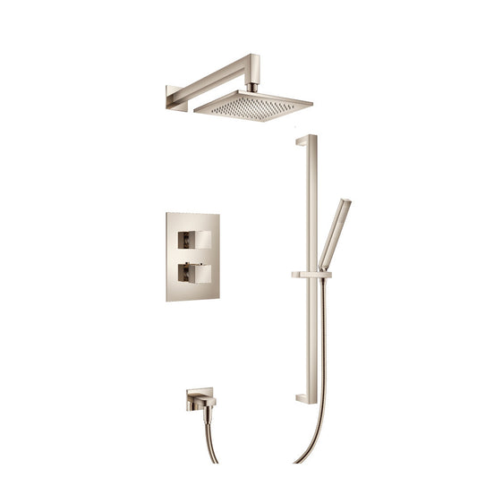 Flusso Faucets Serie 160 Two Output Shower Set With Shower Head, Hand Held and Slide Bar in Polished Nickel (160.7100PN)