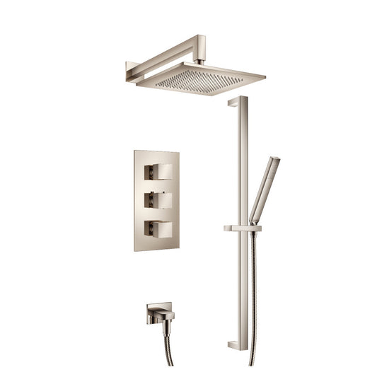 Flusso Faucets Serie 160 Two Output Shower Set With Shower Head, Hand Held and Slide Bar in Polished Nickel (160.7200PN)