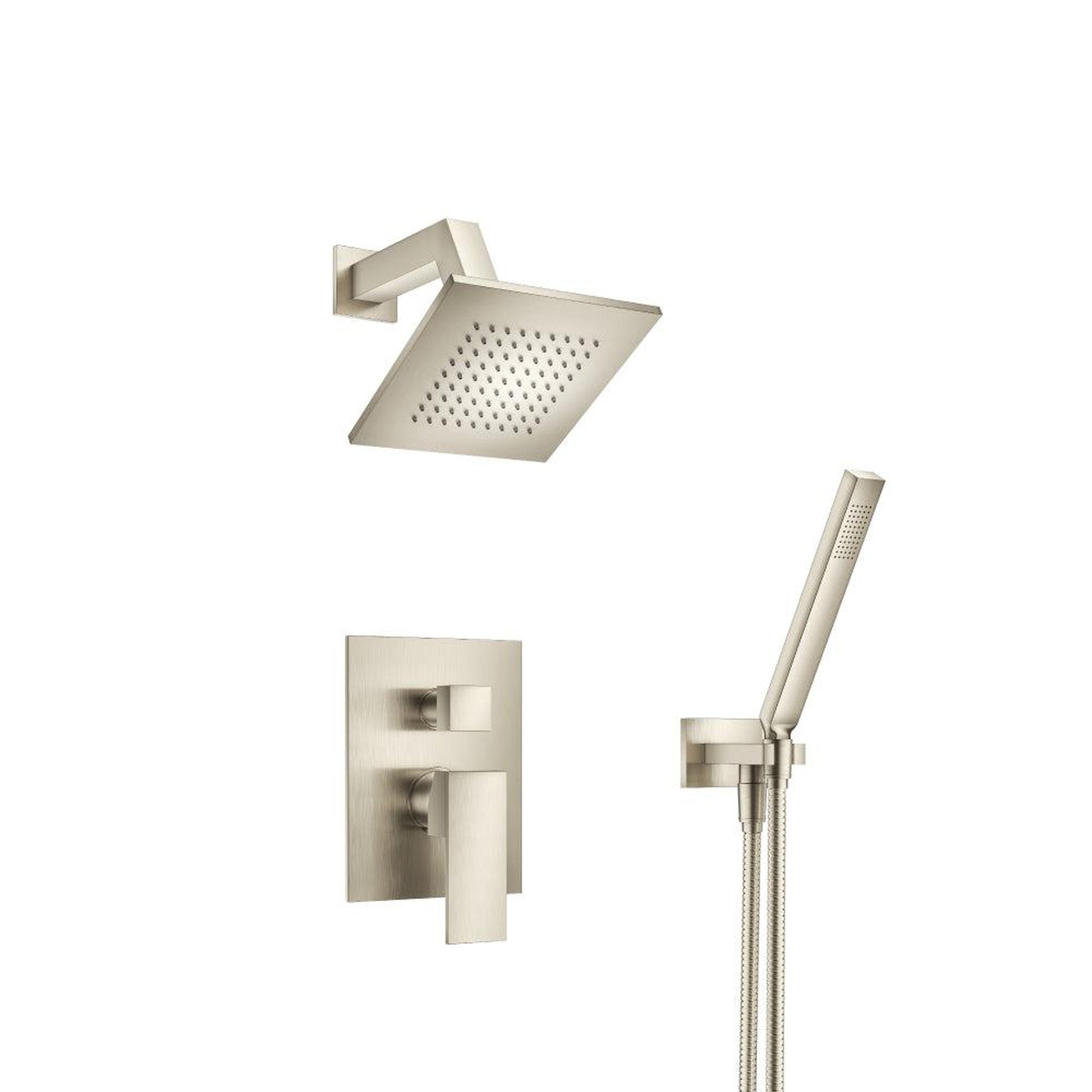 Flusso Faucets Serie 160 Two Output Shower Set With Shower Head and Hand Held in Brushed Nickel (160.3250BN)