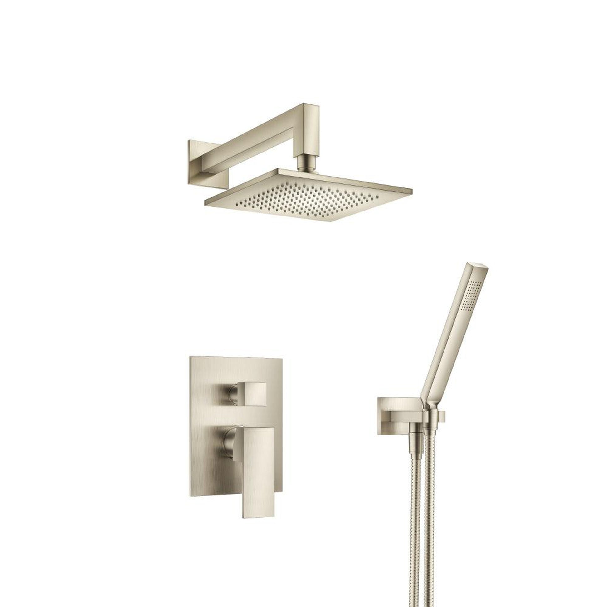 Flusso Faucets Serie 160 Two Output Shower Set With Shower Head and Hand Held in Brushed Nickel (160.3300BN)