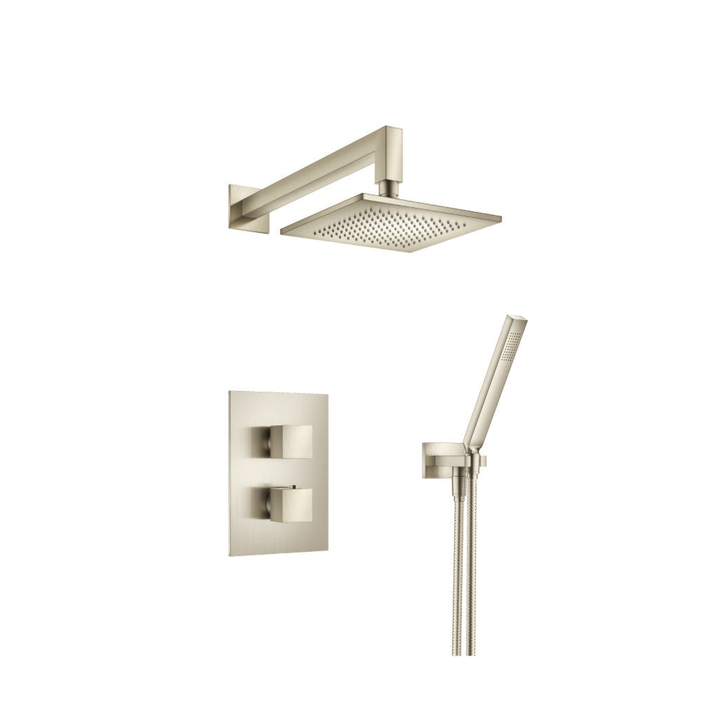 Flusso Faucets Serie 160 Two Output Shower Set With Shower Head and Hand Held in Brushed Nickel (160.7050BN)