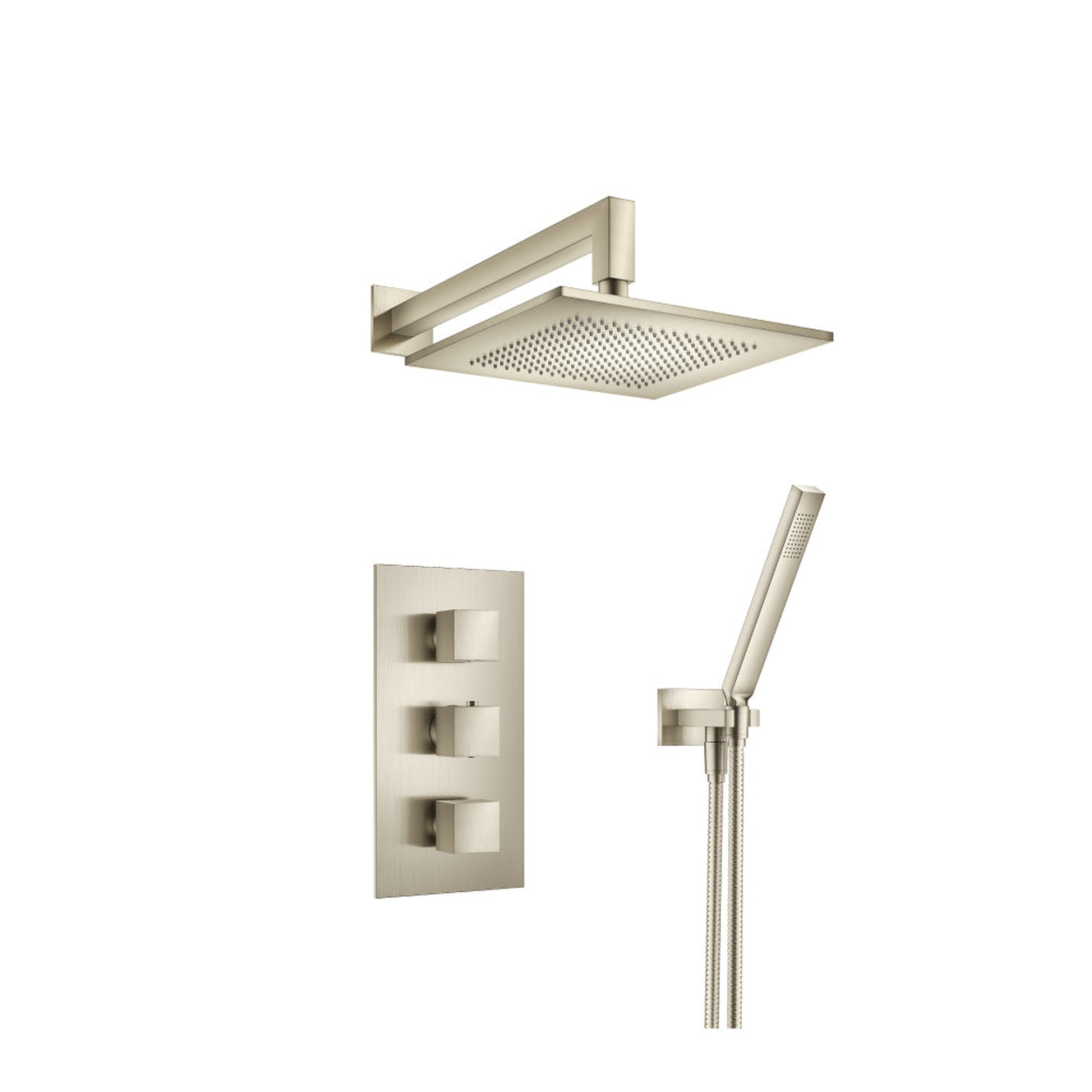 Flusso Faucets Serie 160 Two Output Shower Set With Shower Head and Hand Held in Brushed Nickel (160.7150BN)
