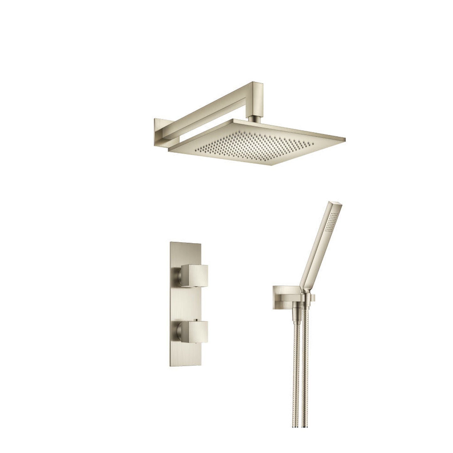 Flusso Faucets Serie 160 Two Output Shower Set With Shower Head and Hand Held in Brushed Nickel (160.7250BN)