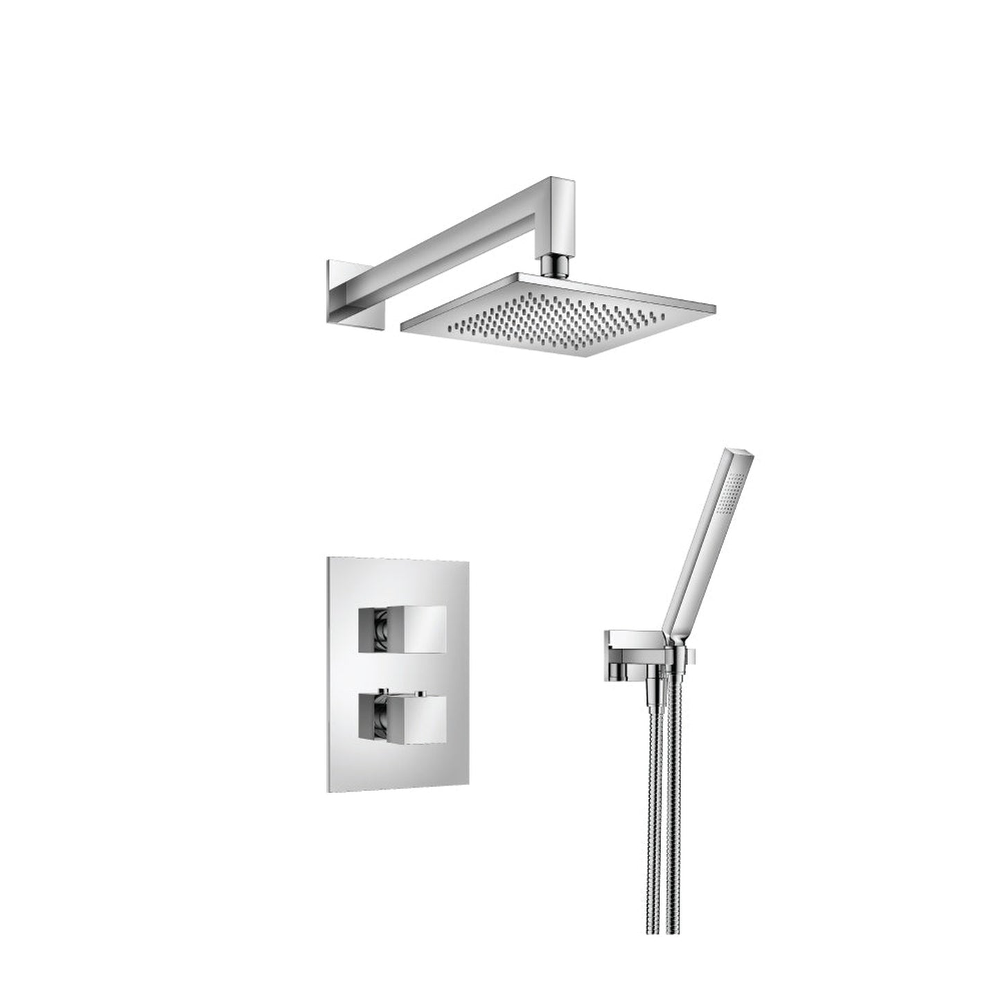 Flusso Faucets Serie 160 Two Output Shower Set With Shower Head and Hand Held in Chrome (160.7050CP)