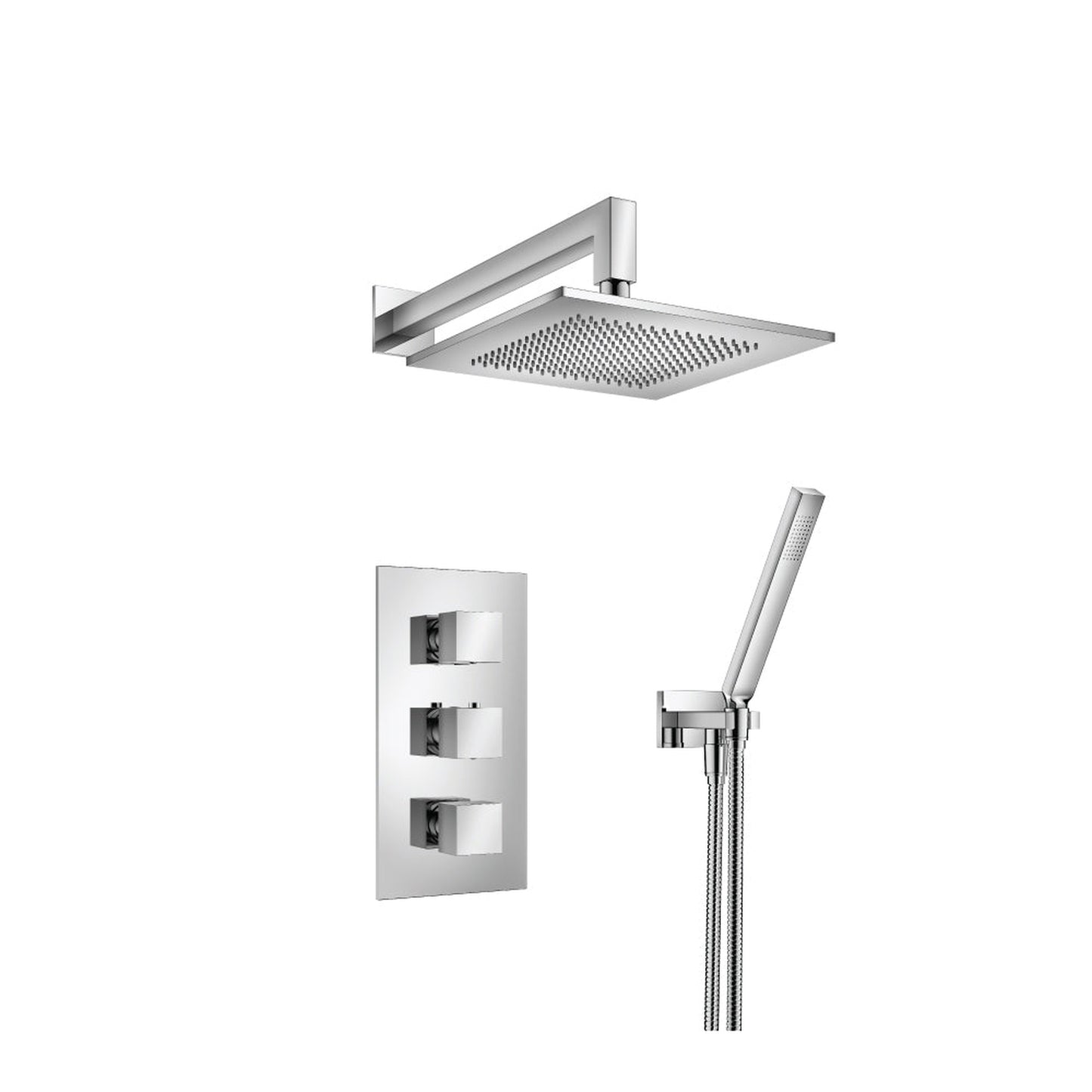 Flusso Faucets Serie 160 Two Output Shower Set With Shower Head and Hand Held in Chrome (160.7150CP)