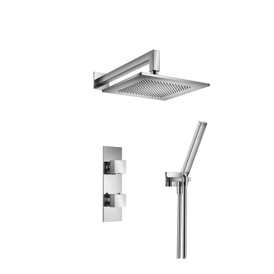 Flusso Faucets Serie 160 Two Output Shower Set With Shower Head and Hand Held in Chrome (160.7250CP)