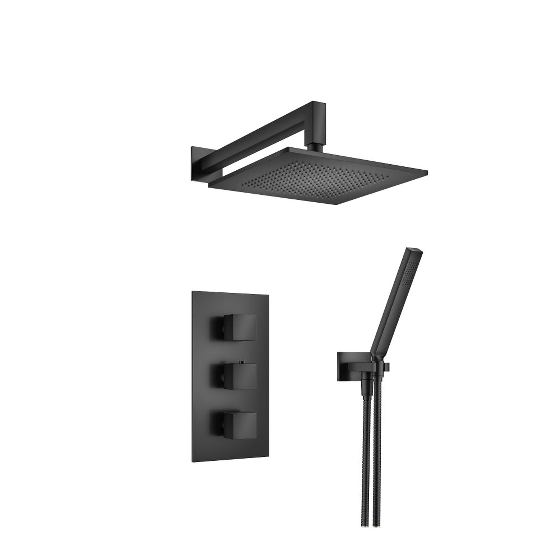 Flusso Faucets Serie 160 Two Output Shower Set With Shower Head and Hand Held in Matte Black (160.7150MB)