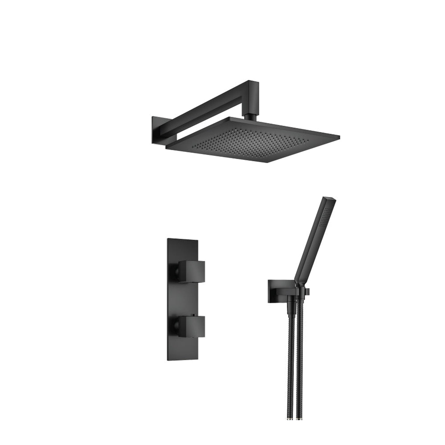 Flusso Faucets Serie 160 Two Output Shower Set With Shower Head and Hand Held in Matte Black (160.7250MB)