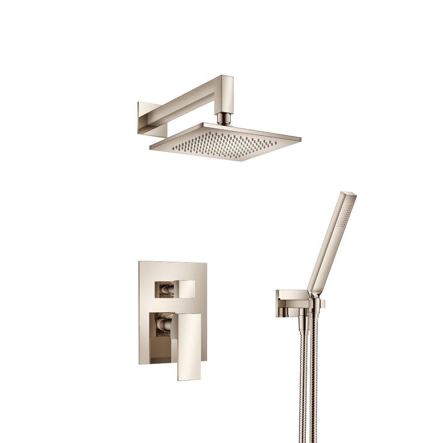 Flusso Faucets Serie 160 Two Output Shower Set With Shower Head and Hand Held in Polished Nickel (160.3300PN)