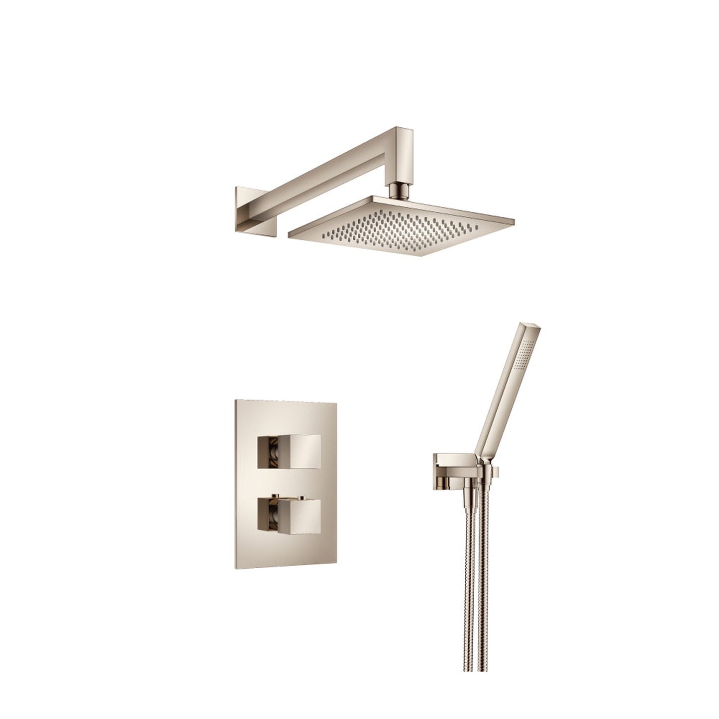 Flusso Faucets Serie 160 Two Output Shower Set With Shower Head and Hand Held in Polished Nickel (160.7050PN)