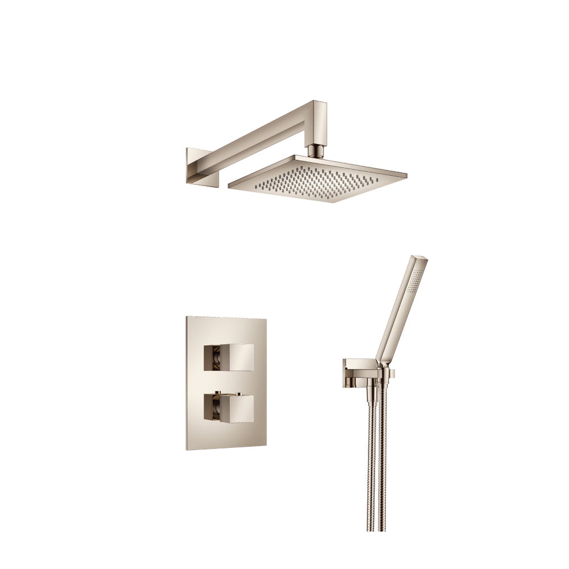 Flusso Faucets Serie 160 Two Output Shower Set With Shower Head and Hand Held in Polished Nickel (160.7050PN)